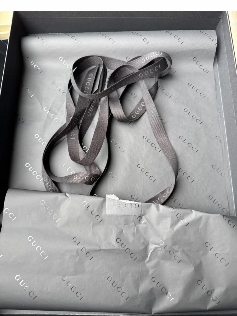 Gucci Black box with tissue and ribbon